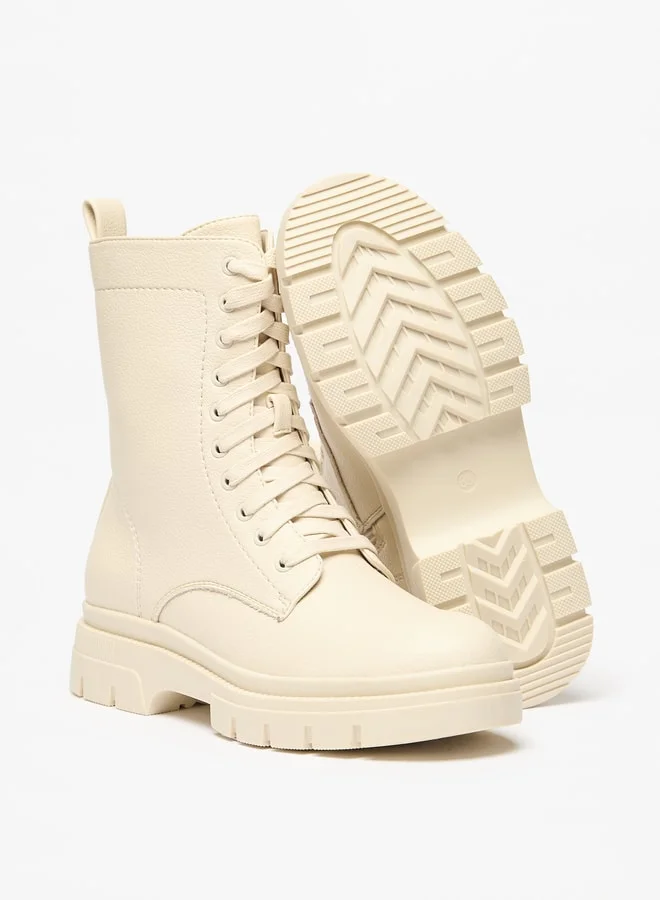 MISSY Women's Solid Boots with Zip Closure and Pull Tabs