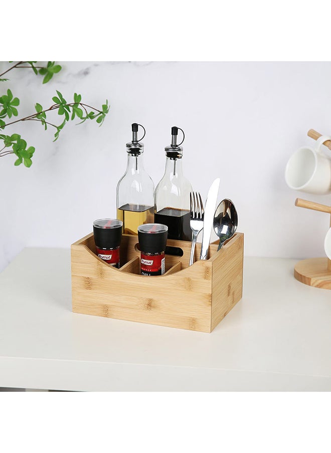 DANUBE HOME Loretta Bamboo Organizer Natural Bamboo Storage For Countertop Organizer Cooking Utensil Crock Kitchen Organization For Kitchen & Dining Room L25Xw18Xh12Cm - Clear  - Image 1