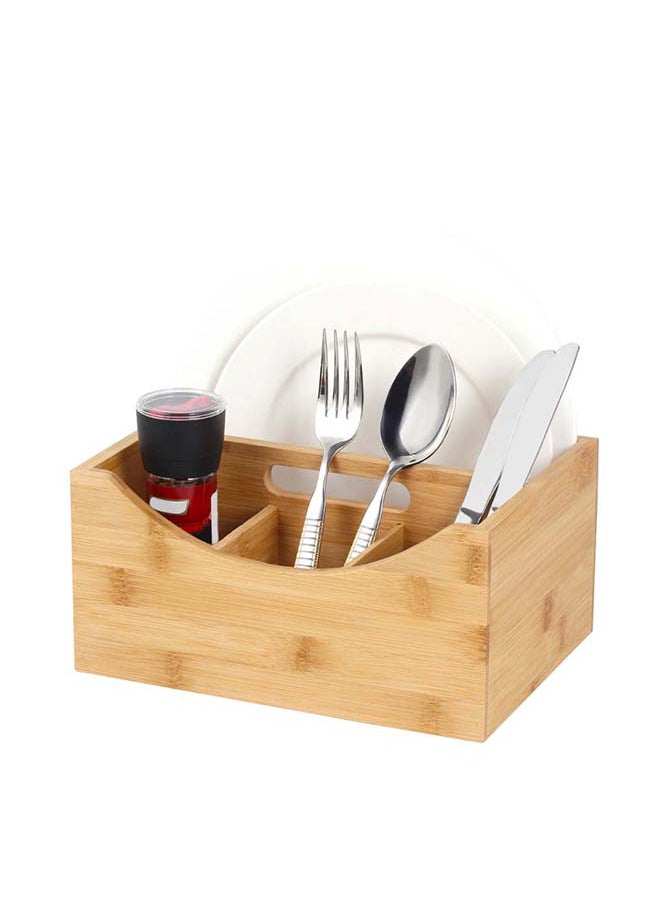 DANUBE HOME Loretta Bamboo Organizer Natural Bamboo Storage For Countertop Organizer Cooking Utensil Crock Kitchen Organization For Kitchen & Dining Room L25Xw18Xh12Cm - Clear  - Image 3