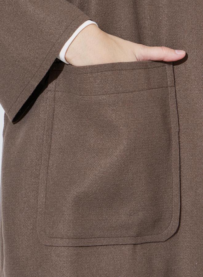 Styli Brown Notch Lapel Button-Up Coat - Image 4