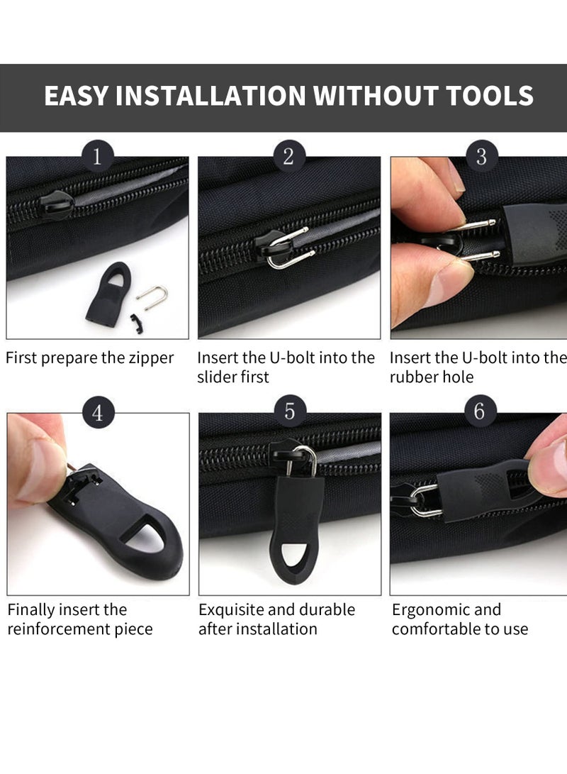 Zipper Pulls, 40PCS Black Universal Zipper Pulls, Tabs Detachable Zipper Repair Kit for Luggage, Backpacks, Jackets, Clothes, Boots, Purse, Coat, Suitcase (Large+Small)  - Image 2