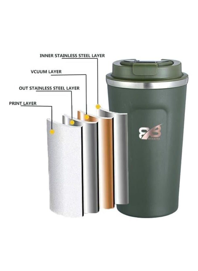 BIXBITE 510ml Insulated Coffee Mug with LED Display Temperature - Stainless Steel Vacuum Mug with Leak-Proof Flip Double Buckle for Warm and Ice Coffee and Tea  - Image 2