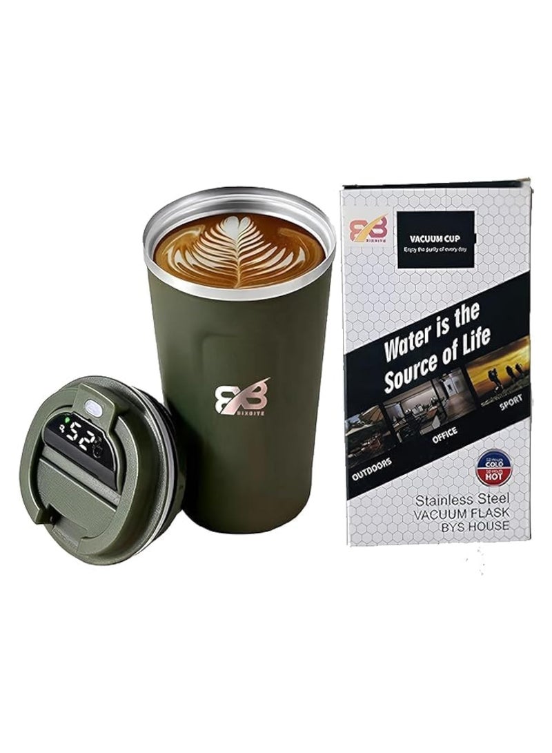 BIXBITE 510ml Insulated Coffee Mug with LED Display Temperature - Stainless Steel Vacuum Mug with Leak-Proof Flip Double Buckle for Warm and Ice Coffee and Tea  - Image 1