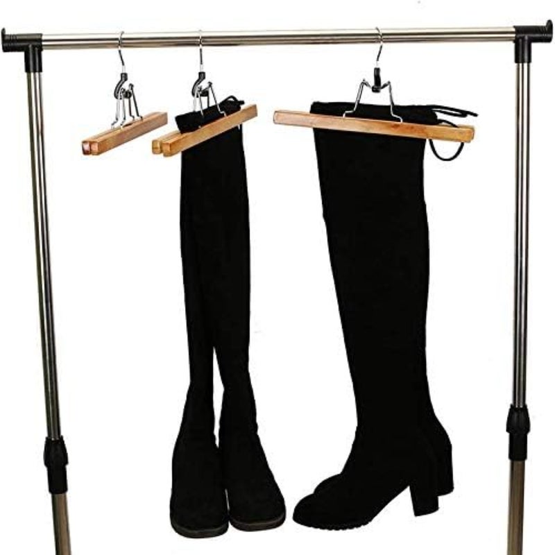 8-Piece Wooden Hangers Set for Slack Pants Skirts Trousers - 360° Non-Slip Wooden Hangers with Rustproof Hooks Natural Surfaces - Image 5
