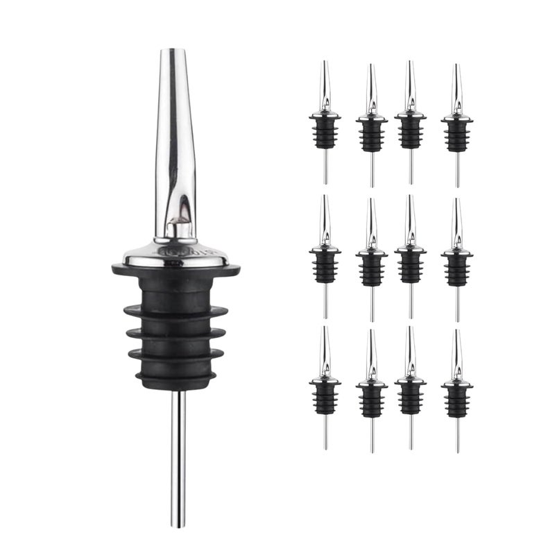 FSE Tapered Pourer Set (Pack of 12), Stainless Steel Design, Reusable, Provides Precise Mess-Free Pouring, Perfect for Spirits and Syrups, Ideal for Bars and Kitchens - Image 1