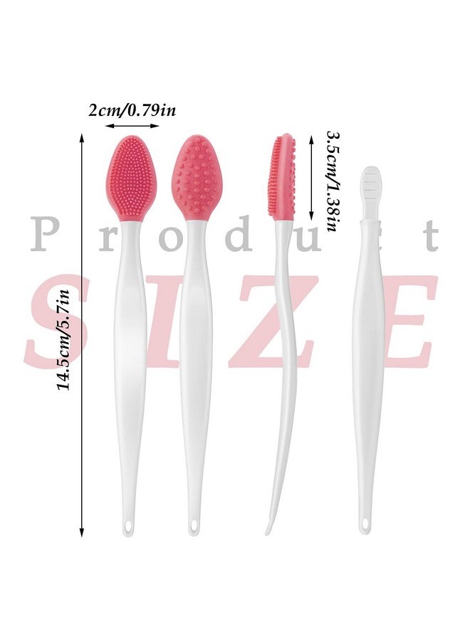 WLLHYF - 5 Pcs Lip Scrub Brush Doublesided Silicone Exfoliating Tool Mini Soft Lip Brush Cleaner For Men Women Lightening Dark Lips Smoother Fuller Lip Appearance - Image 1
