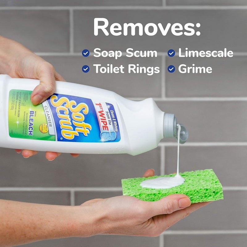 Soft Scrub Cleaner with Bleach, 24 oz - Multi-Purpose Disinfectant - Image 5