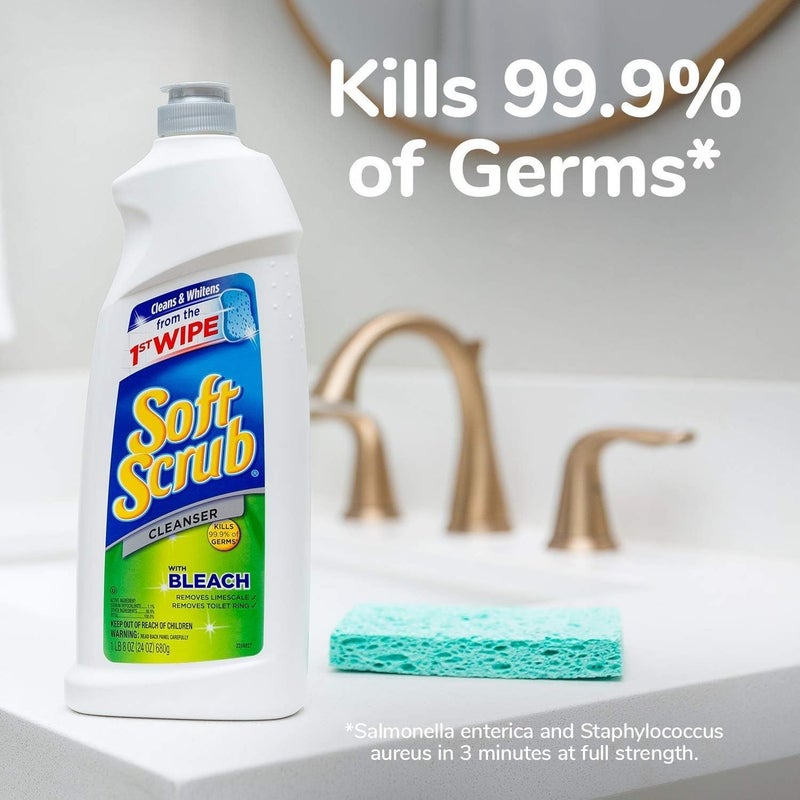 Soft Scrub Cleaner with Bleach, 24 oz - Multi-Purpose Disinfectant - Image 4