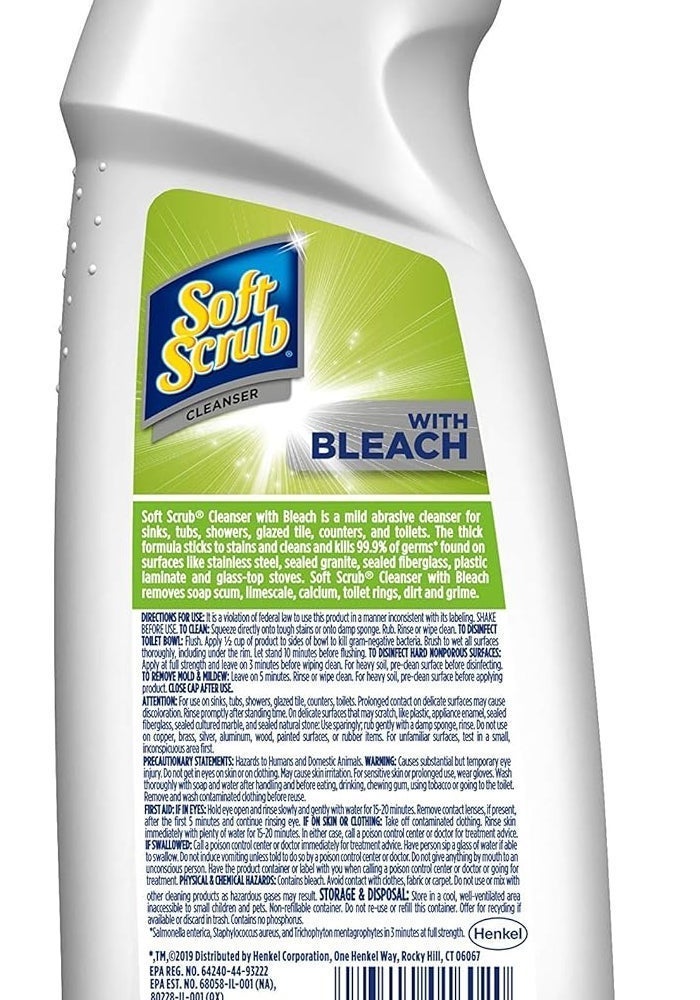 Soft Scrub Cleaner with Bleach, 24 oz - Multi-Purpose Disinfectant - Image 3