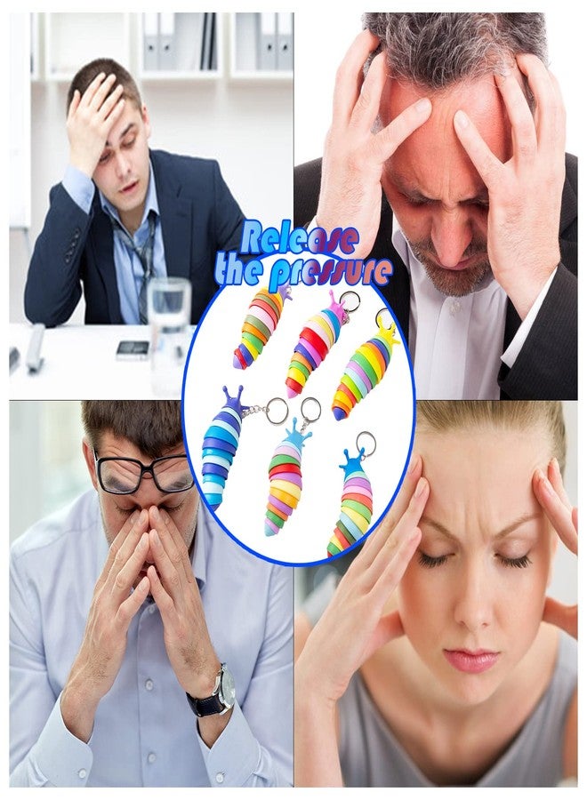 MEIEST مجموعة ألعاب MEIEST المكونة من 6 قطع على شكل دودة صغيرة قابلة للتمدد، لعبة يدوية مرنة ثلاثية الأبعاد لتخفيف التوتر الحسي، هدية مثالية للحفلات، ألعاب ملونة للمكتب (لون عشوائي). - Image 4
