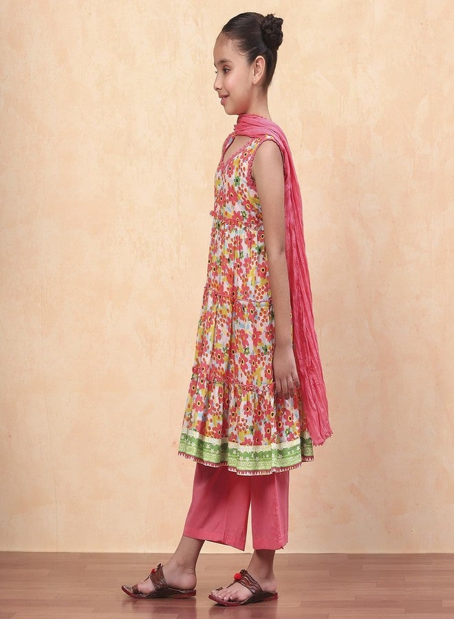 BIBA Kid's Cotton Salwar Suit Sets (KWMOMBASA5279EAW24CORAL - Image 2
