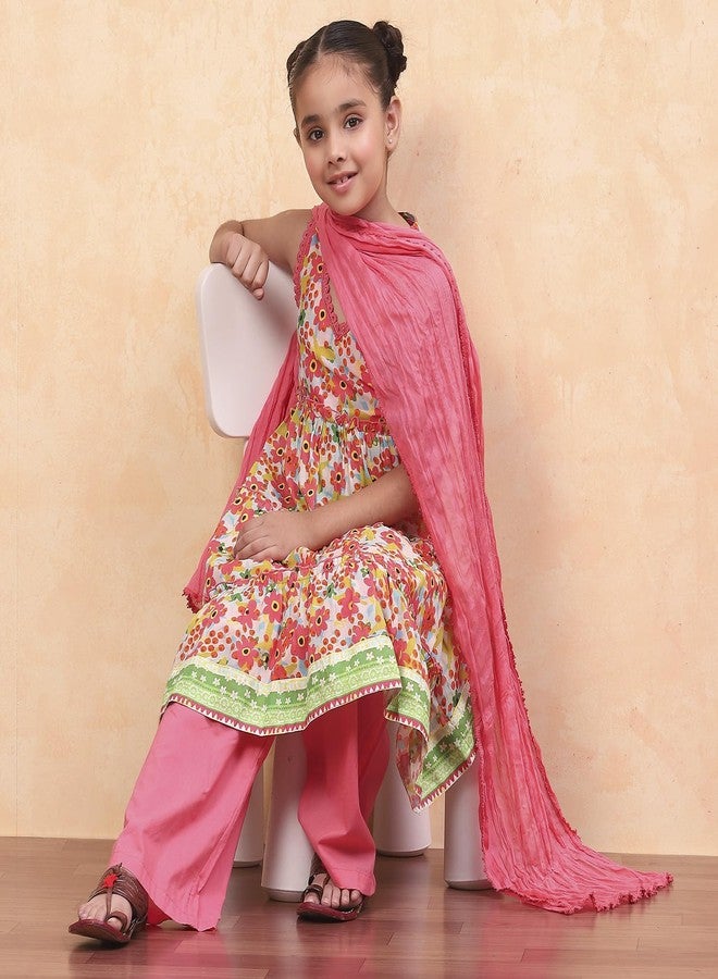 BIBA Kid's Cotton Salwar Suit Sets (KWMOMBASA5279EAW24CORAL - Image 5