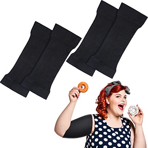 SATINIOR 2 Pairs Arm Shapers for Plus Size Women, Upper Arm Sleeves Wraps Slim Arm Compression Sleeve for Arms (Black) - Image 3