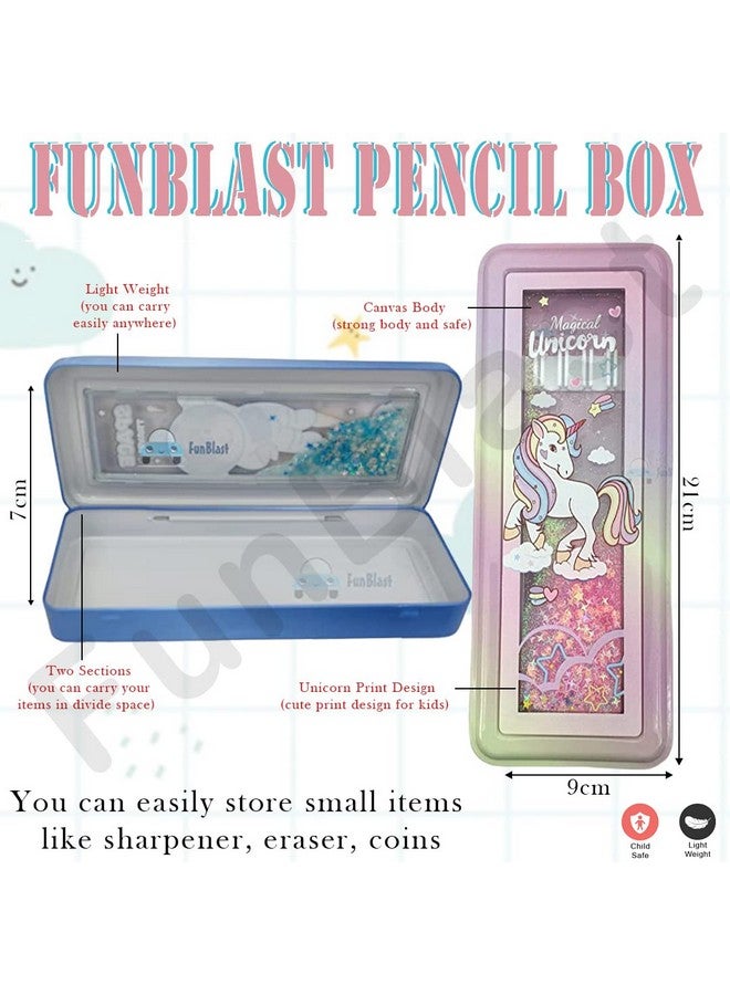 FunBlast Pencil Box for Kids - Unicorn Pencil Box for Girls, Pencil Box Boys, Unicorn Stationary Set, Pencil Box for Kids for School, Metal Pencil Box for Kids (Assorted Color) - Image 3