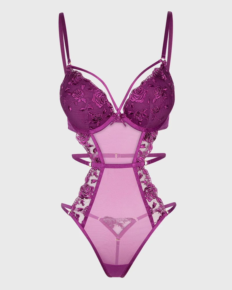 Isla & Evie Isla & Evie Purple Potion Mesh Bodysuit