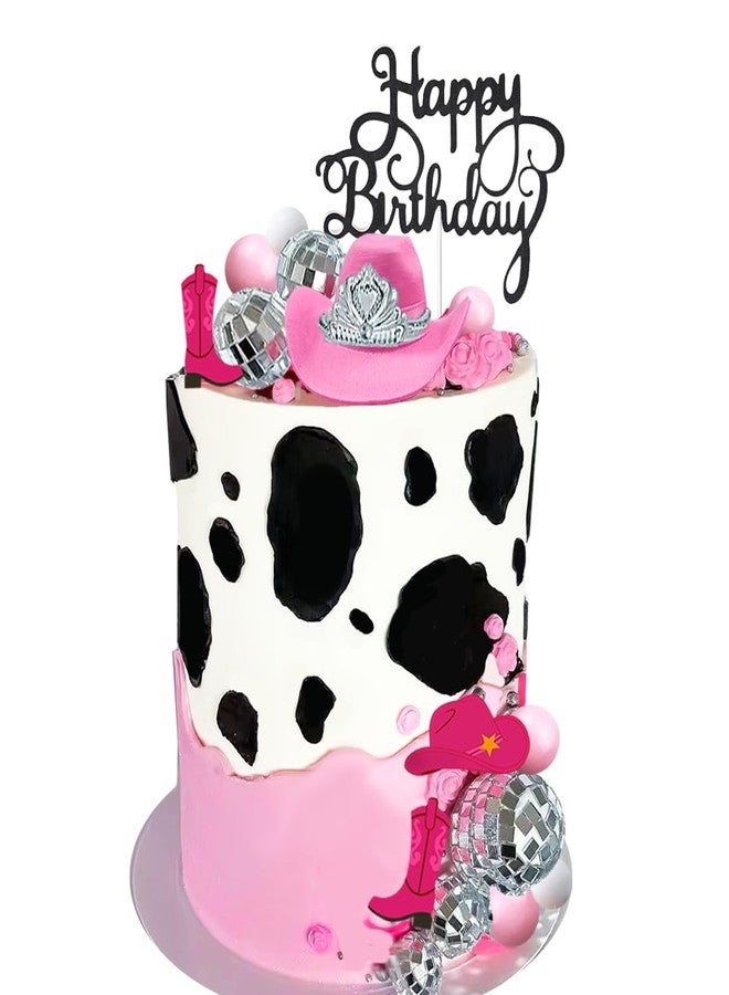 DiDida Disco Cowgirl Cake Topper Cowgirl Hat and Boot Cake Toppers Disco Ball Cake Topper Western Cowgirl Birthday Party Favors Supplies - Image 3