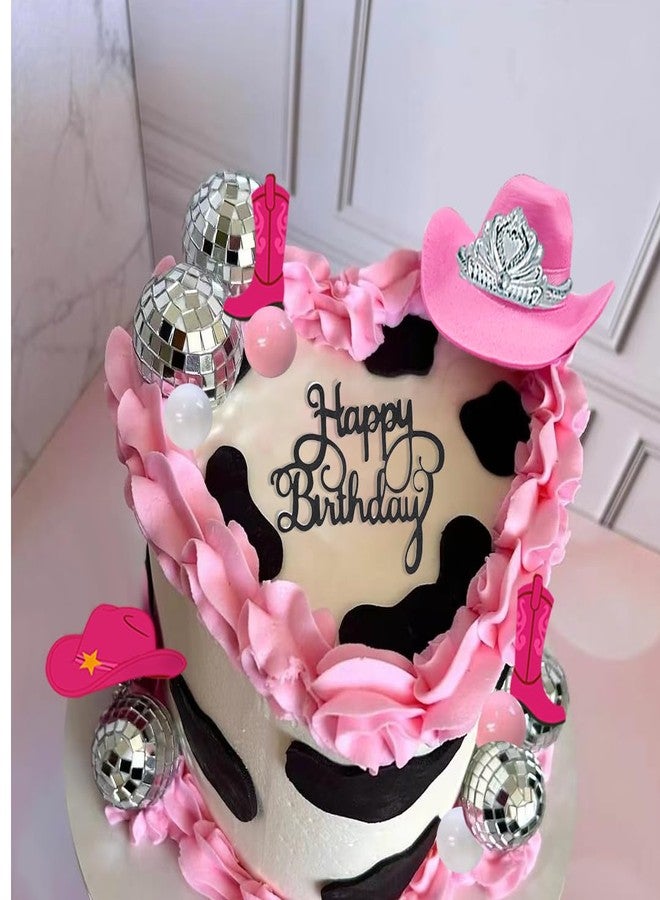 DiDida Disco Cowgirl Cake Topper Cowgirl Hat and Boot Cake Toppers Disco Ball Cake Topper Western Cowgirl Birthday Party Favors Supplies - Image 1