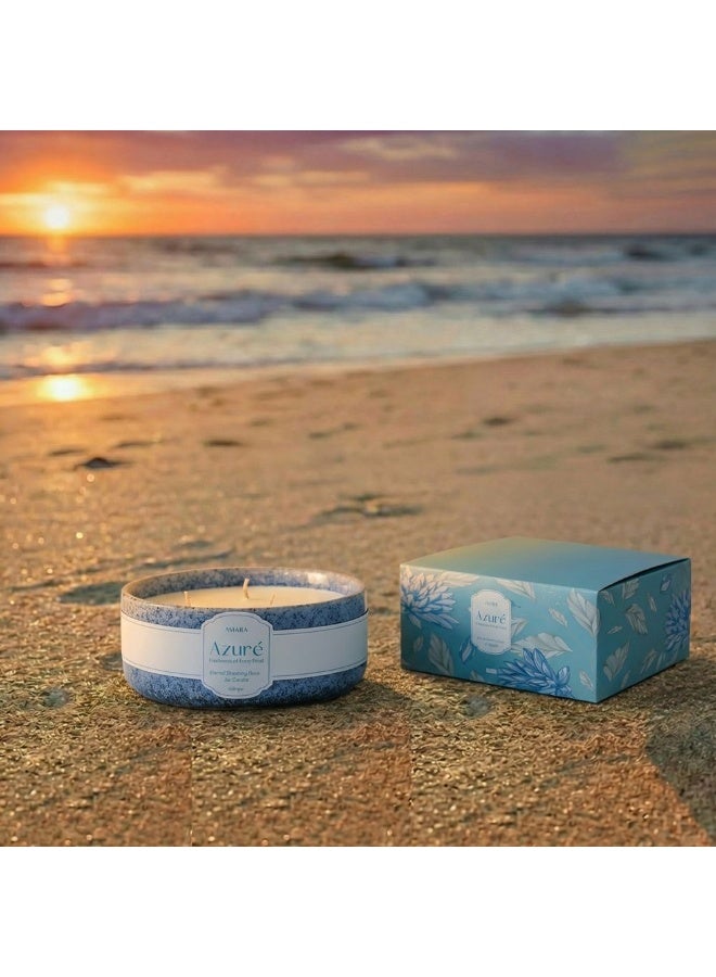 Amara Azure (620G) Eternal Blooming Rose Jar Candle, Blue, Ceramic & Wax with Ceramic, Jar Candle For Home Styling - Image 2