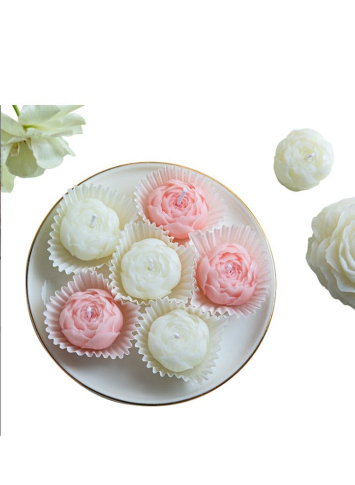 6 قطع في كل صندوق شموع معطرة على شكل زهرة أنيقة من شمع الصويا، هدية مثالية للنساء، ديكور منزلي بسيط - Image 2