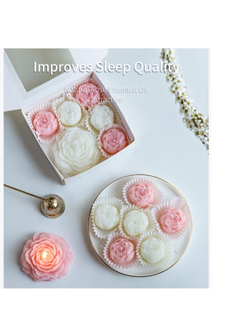 6 قطع في كل صندوق شموع معطرة على شكل زهرة أنيقة من شمع الصويا، هدية مثالية للنساء، ديكور منزلي بسيط - Image 4