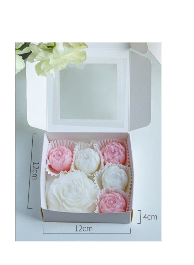 6 قطع في كل صندوق شموع معطرة على شكل زهرة أنيقة من شمع الصويا، هدية مثالية للنساء، ديكور منزلي بسيط - Image 5