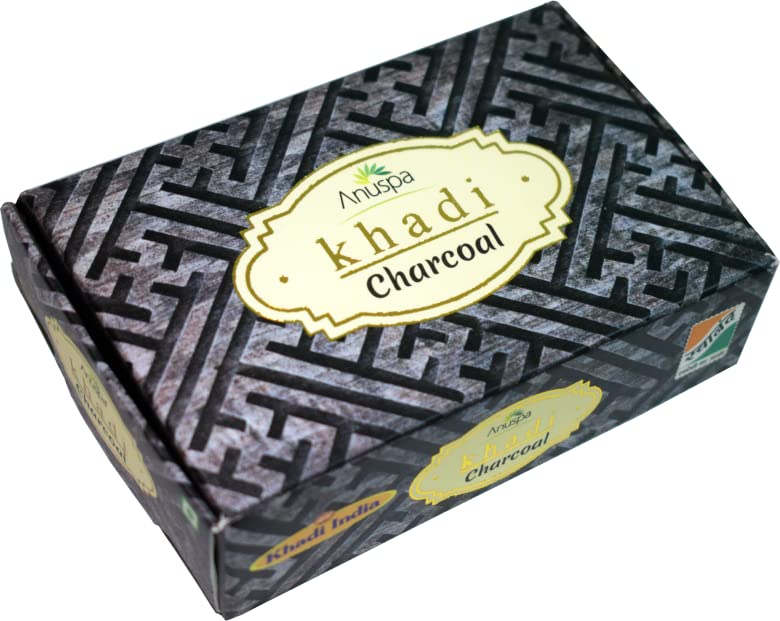 Anuspa Khadi Handcrafted Herbal Charcoal Soap  Pack of 6  125 Grams Each125gm X 6 - Image 3