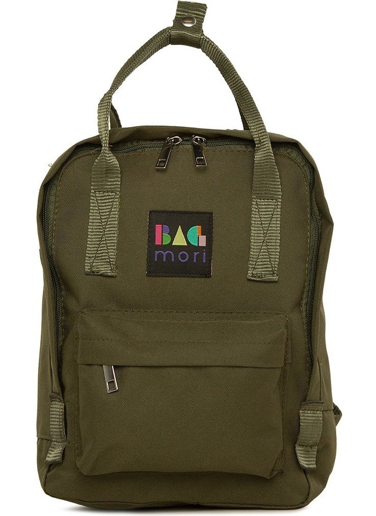 Bagmori Khaki Square Mini Backpack with Adjustable Strap  - Image 1