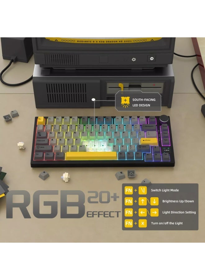 إيه جاز لوحة مفاتيح الألعاب الميكانيكية AK820 Pro 75% 3 أوضاع لاسلكية وبلوتوث وسلكية مع مقبض قابل للتبديل السريع وحشية مخصصة ولوحة مفاتيح RGB ومفتاح هدايا خطي NKRO - Image 5