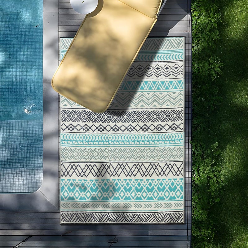 BMCH Outdoor Rugs, Outdoor Plastic Straw Rug, Reversible Waterproof Carpet for Camping, Poolside, Garden, BBQ Area, Gazebo Flooring, RV Park & Beach, Bohemian Style, 8x10 - Image 4