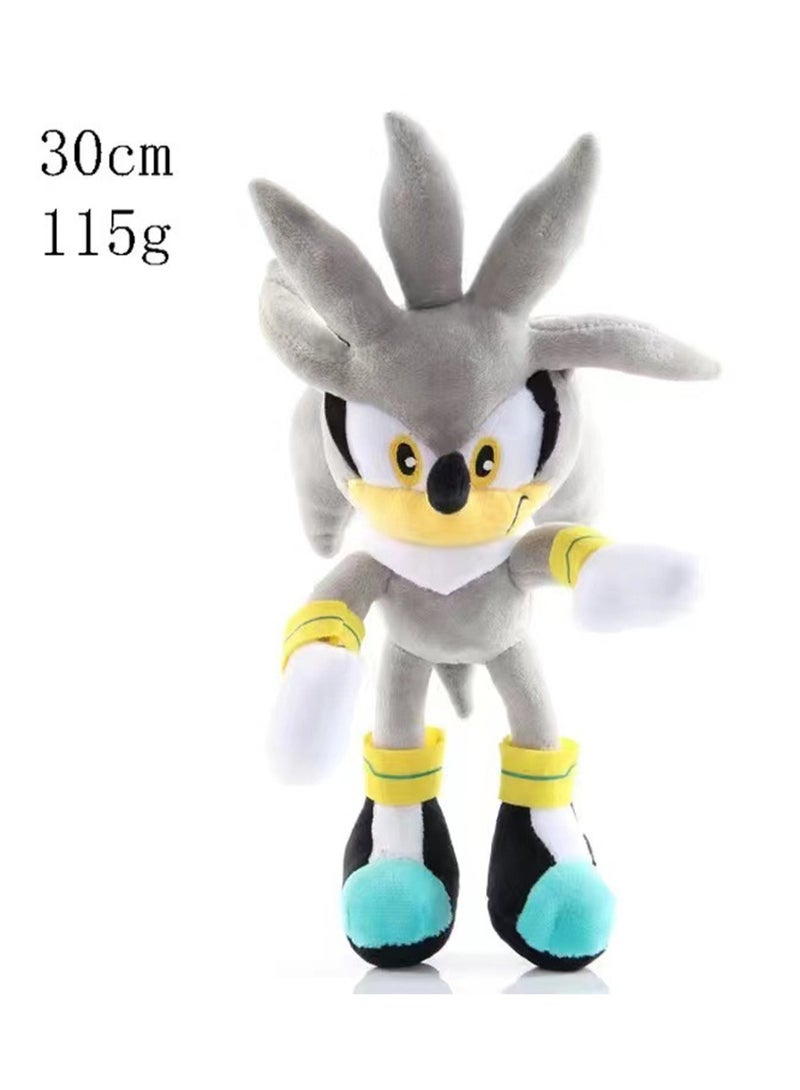 New Super Sonic Mouse Super Sonic Plush Toy Sonic Cartoon Plush Toy Doll Backpack Doll Children's Gift (Grey-30CM) - Image 2