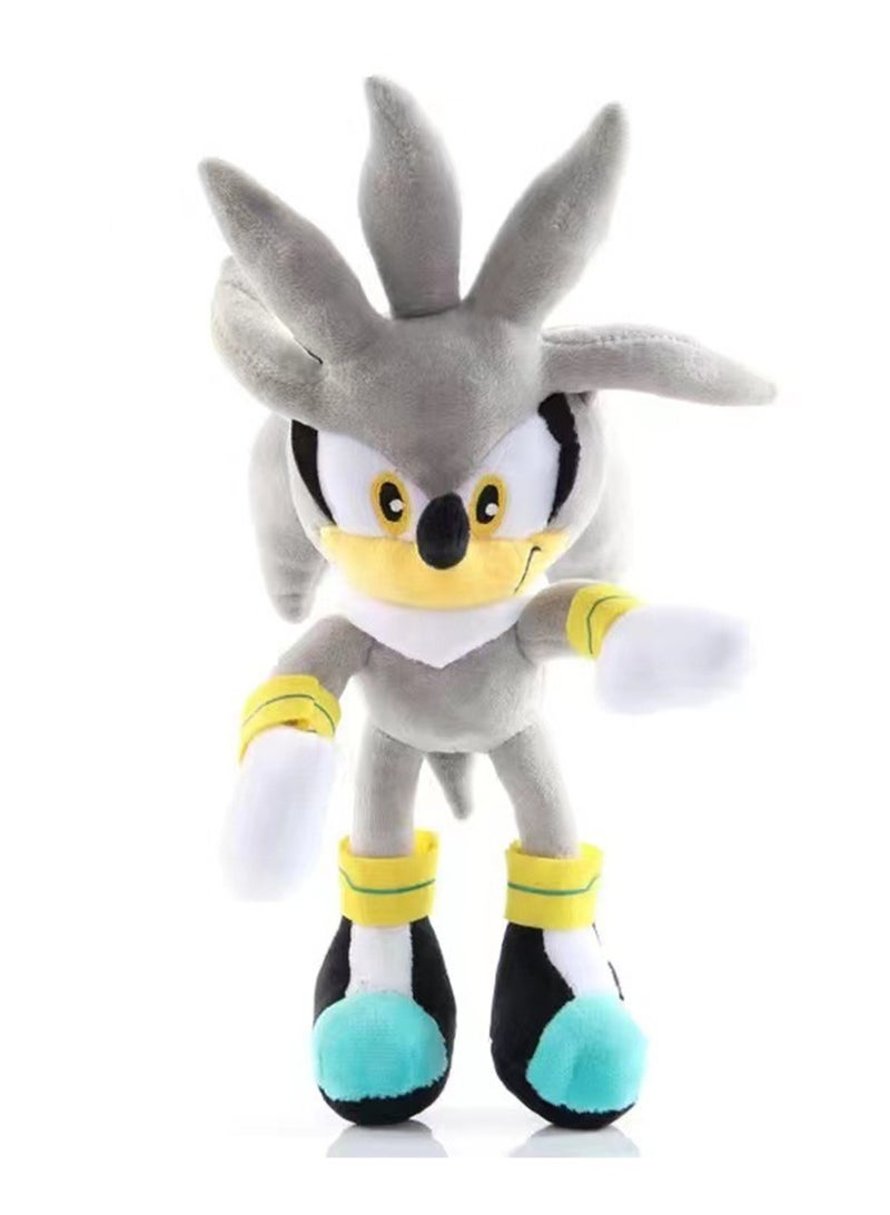 New Super Sonic Mouse Super Sonic Plush Toy Sonic Cartoon Plush Toy Doll Backpack Doll Children's Gift (Grey-30CM) - Image 1
