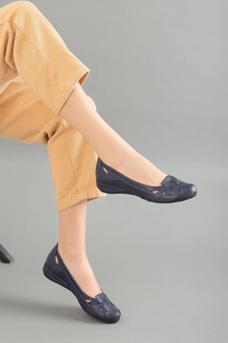 Dilimler Ayakkabı Slices Shoes Cage Model Navy Blue Women's Casual Shoes