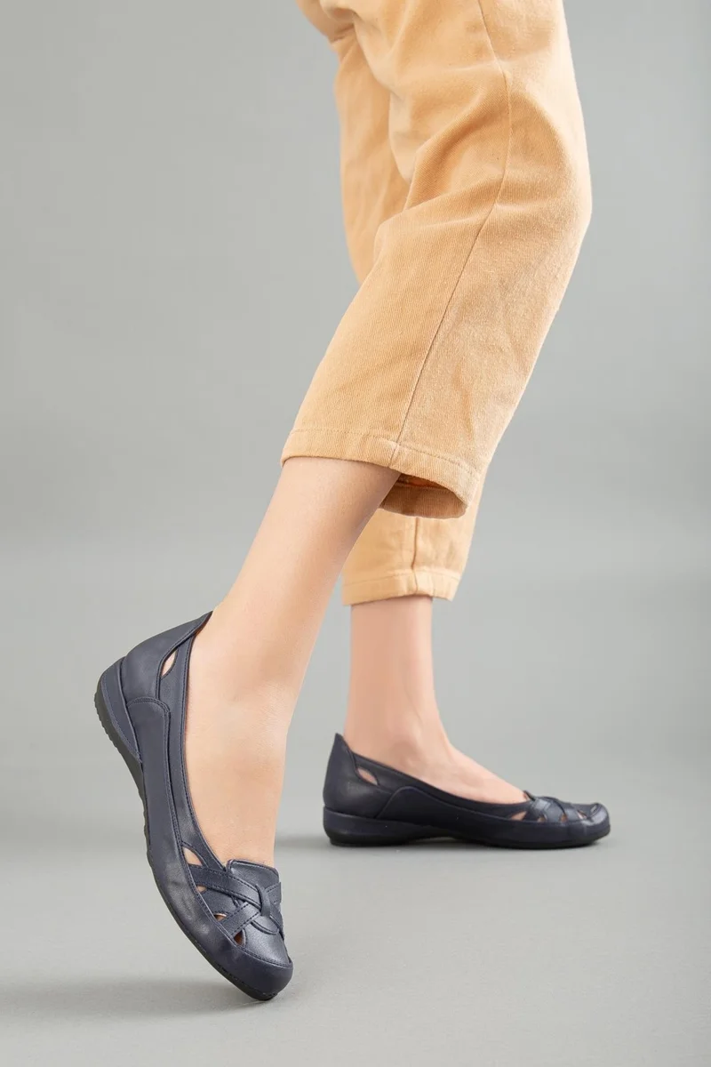 Dilimler Ayakkabı Slices Shoes Cage Model Navy Blue Women's Casual Shoes