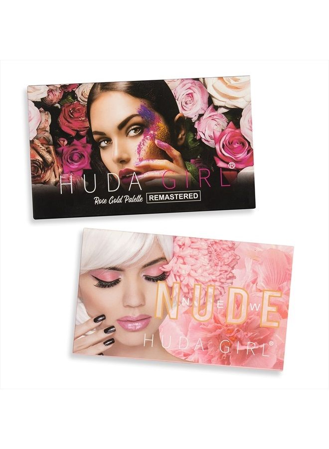 HUDA GIRL Beauty Rose Gold Remastered Edition + Nude Edition Eyeshadow Makeup Kit ( Combo Kit of 2 Eyeshadow ) Matte And Shimmers Finish - Image 3