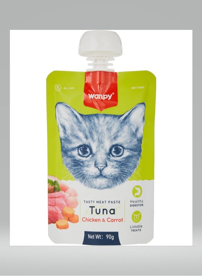 Wanpy Wanpy Tasty Meat Paste Tuna+Chicken & Carrot Cat Treats 90g 