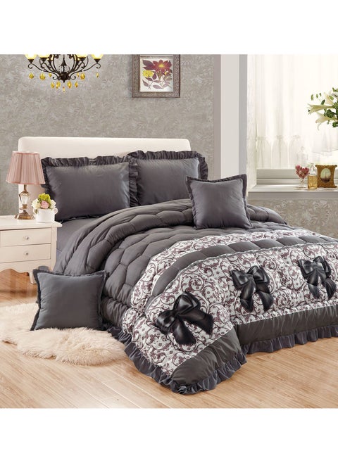 6 Pieces King Size 220x240Cm Comforter Set Medium Filling Bedding Set for All Season Includes 1Comforter 1Bedsheet 2Pillow Shams and 2Cushion cases