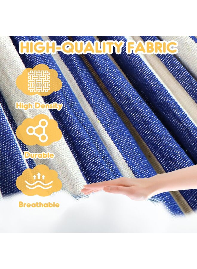 أرجوحة تخييم محمولة، أرجوحة قماشية متينة ومريحة للتعليق في الحديقة، مزودة بأحزمة تثبيت للأشجار، تتحمل وزنًا يصل إلى 200 كجم، مع حقيبة سفر، مناسبة للتخييم في الهواء الطلق، لون أزرق وأبيض - Image 2