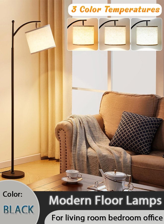 Floor Lamps for Living Room with Adjustable Hanging Linen Shade Modern Floor Lamp for Reading Lamp for Living Room, Bedroom, Office Black 28x39x158cm - Image 1