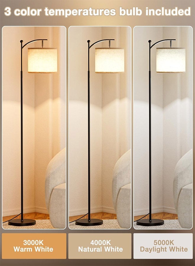 Floor Lamps for Living Room with Adjustable Hanging Linen Shade Modern Floor Lamp for Reading Lamp for Living Room, Bedroom, Office Black 28x39x158cm - Image 3