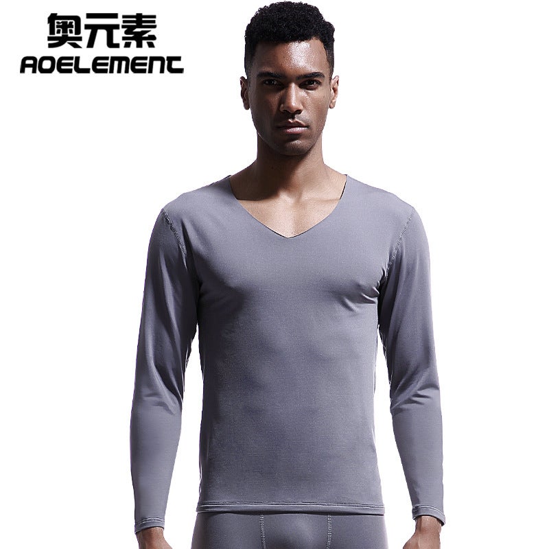 Mens V-Neck Thermal Cotton Slim Fit Top Sapphire Blue  - Image 4