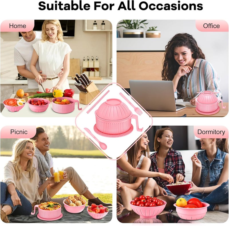 Beiyunee Ramen Bowl with Handles, 2 Set Wheat Fiber Ramen Cooker Microwave with Strainer, 34oz Noodle Bowl with Pot Mat Spoon Chopsticks Fork for Home, School, Office, Dorm, Picnic or Gift - Image 2