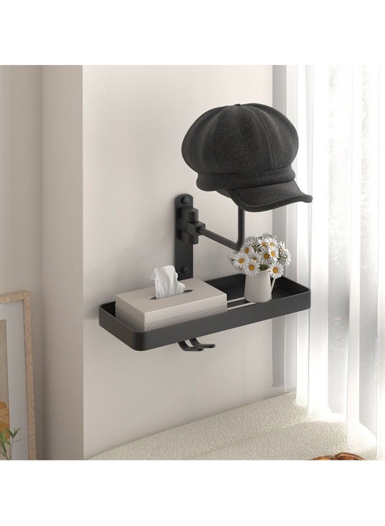 Wall-mounted motorcycle helmet rack is suitable for a variety of helmet brackets, no punching display rack, hat storage single ball belt rack (black) - Image 2