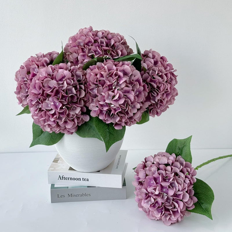 ZYTUYO 5 Pcs Light Purple Silk Hydrangeas Artificial Flower - 20" Faux Hydrangeas Boho Dried Touch for Fall Home Decor, Kitchen, Living Room, Porch Wreath, Xmas, Wedding Flower Arrangement - Image 1