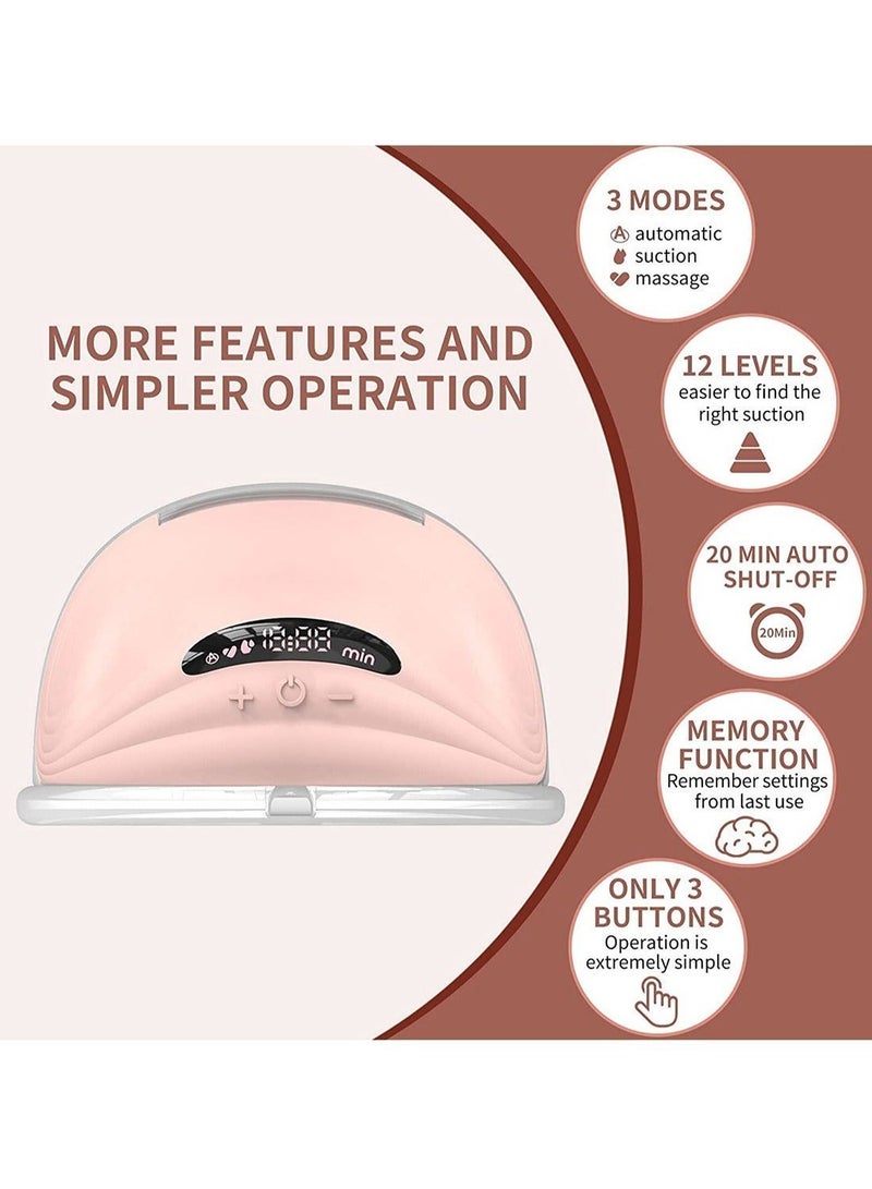 جونيس مضخة صدر قابلة للارتداء – مضخة كهربائية عملية بدون استخدام اليدين، بتصميم مضاد للتسرب، 3 أوضاع (تحفيز، استخراج، تلقائي) و12 مستوى شفط، محمولة وهادئة - Image 2