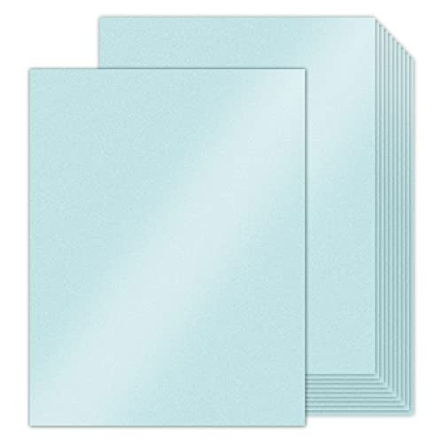 Goefun 100 Sheets Blue Shimmer Cardstock 8.5 x 11 Metallic Paper, Goefun 80lb Card Stock Printer Paper for Invitations, Weddings, Parties, Showers - Image 1