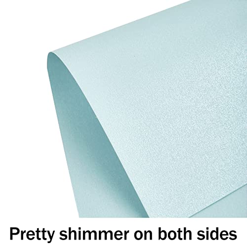 Goefun 100 Sheets Blue Shimmer Cardstock 8.5 x 11 Metallic Paper, Goefun 80lb Card Stock Printer Paper for Invitations, Weddings, Parties, Showers - Image 3