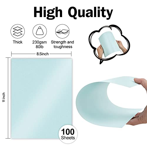 Goefun 100 Sheets Blue Shimmer Cardstock 8.5 x 11 Metallic Paper, Goefun 80lb Card Stock Printer Paper for Invitations, Weddings, Parties, Showers - Image 2