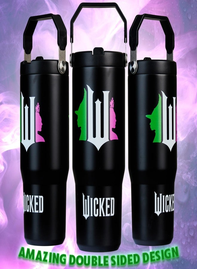 Get Trend Wicked Insulated Tumbler Flip Up Straw & Handle, Metal Travel Water Bottle 850ml/30oz, Thermal Double Wall Vacuum for Hot & Cold Drinks (Black Wicked) - Image 5