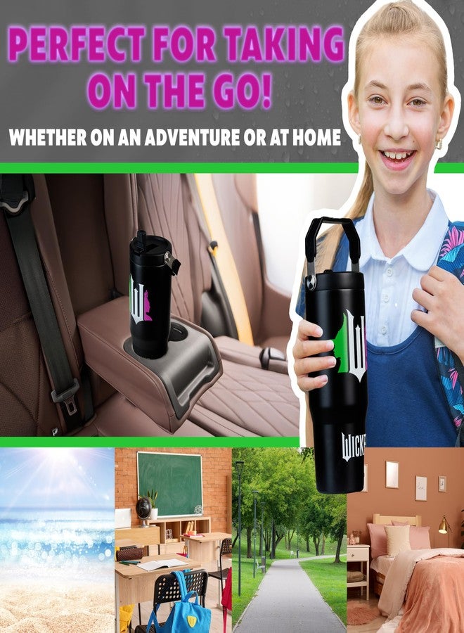 Get Trend Wicked Insulated Tumbler Flip Up Straw & Handle, Metal Travel Water Bottle 850ml/30oz, Thermal Double Wall Vacuum for Hot & Cold Drinks (Black Wicked) - Image 3