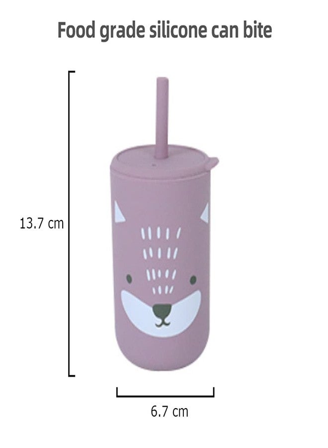 GUCHIGU Mini Cup + Straw Training System - 100% Silicone Training Cup for Infants + Toddlers | Reusable Portable Baby Sippy Drinking Cup for Kids | BPA Free | Cute Penguin Shape (SU2111B, Purple) - Image 5